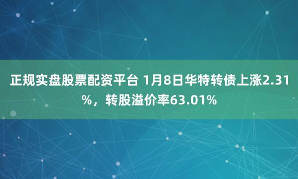 正規(guī)實盤股票配資平臺 1月8日華特轉(zhuǎn)債上漲2.31%，轉(zhuǎn)股溢價率63.01%